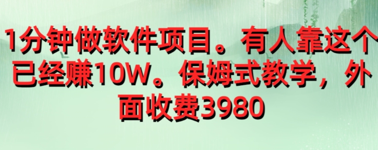 外面收费39801分钟做软件项目,有人靠这个已经赚10W,保姆式教学