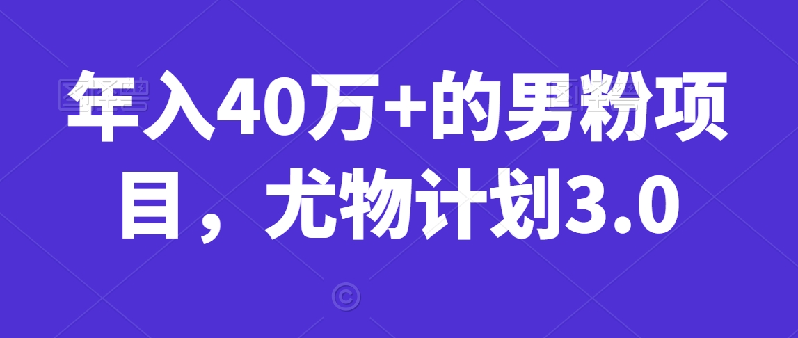 年入40万+的男粉项目,尤物计划3.0