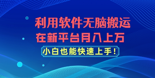 利用软件无脑搬运，在新平台月入上万，小白也能快速上手
