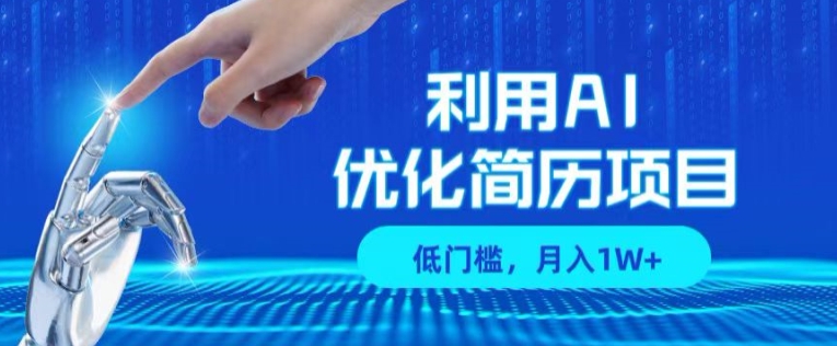 利用AI做优化简历项目，低门槛，单号月入1W+