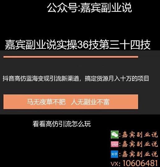 嘉宾副业说实操36技第三十四技:抖音高仿蓝海变现引流新渠道,搞定货源月入十万级别暴力项目