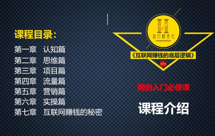 网创入门必修课《互联网创钱的底层逻辑》