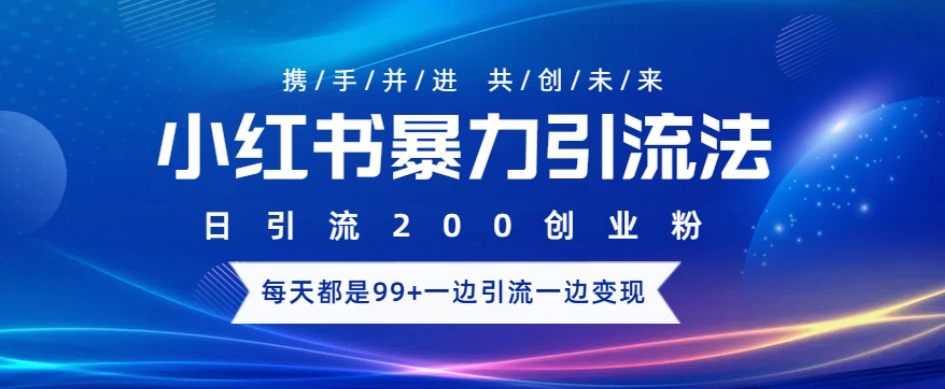 小红书暴力引流法，日引200精准创业粉，每天都是99+，边引流一边变现