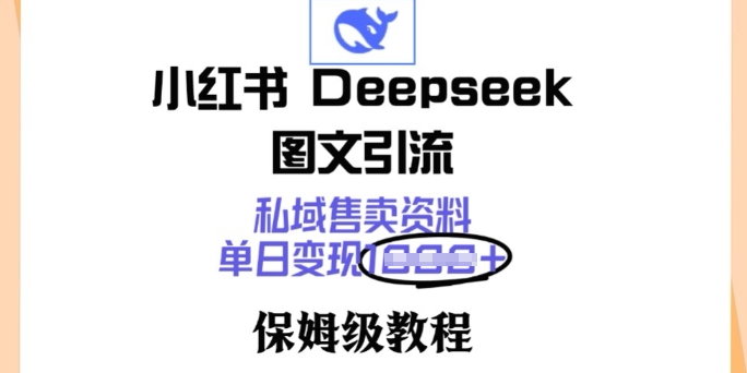 小红书Deepseek图文引流，私域售卖资料，单日变现多张，保姆级教程