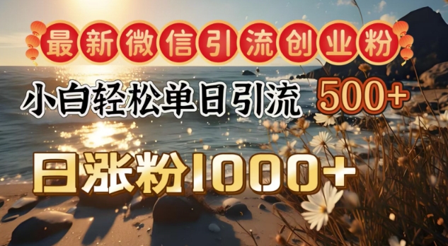 最新微信引流创业粉,小白单日轻松引流500+,日涨粉1000+