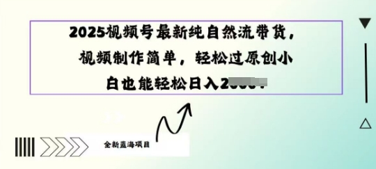 2025视频号最新纯自然流带货， 视频制作简单，轻松过原创小 白也能轻松操作