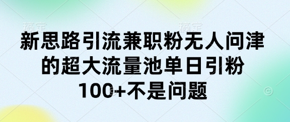 新思路引流兼职粉无人问津的超大流量池单日引粉100+不是问题