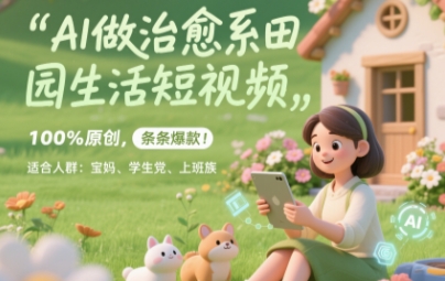 AI做治愈系田园生活短视频，100%原创，条条爆款，无脑矩阵， 适合小白