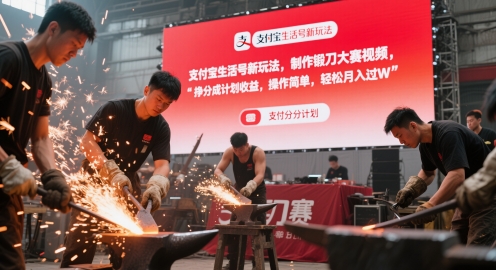 支付宝生活号新玩法，制作锻刀大赛视频，挣分成计划收益，操作简单，轻松月入过W