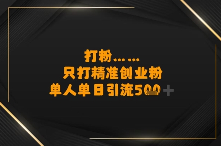 打粉只打精准创业粉,单人单日引流500+