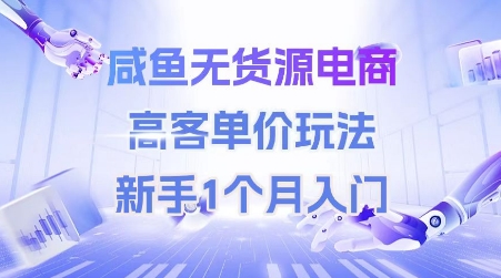 咸鱼无货源电商，高客单价玩法，新手1个月入门