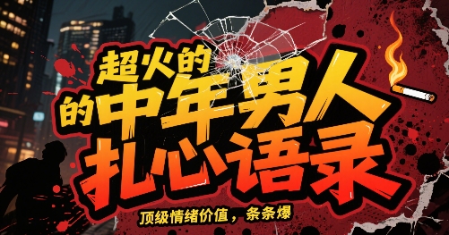 超火的中年男人扎心语录，顶级情绪价值，条条爆，AI操作简单