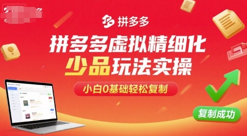 拼多多虚拟精细化少品玩法实操，小白0基础轻松复制