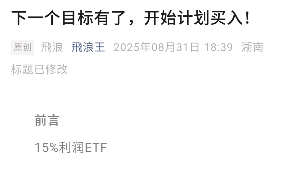 【飞浪王付费文250831】：下一个目标有了，开始计划买入
