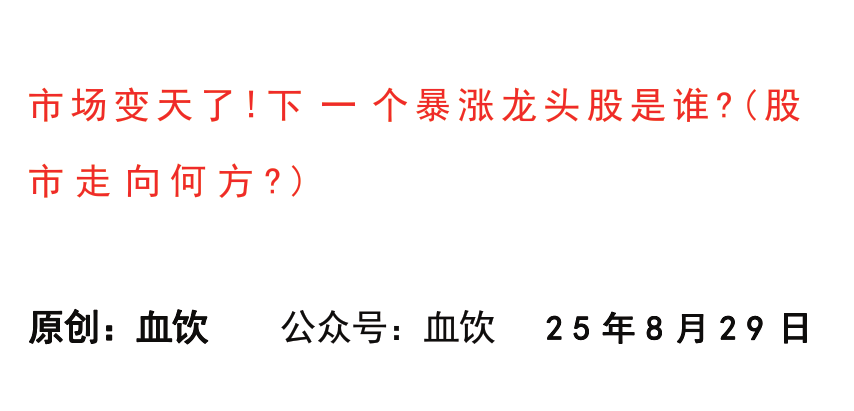 【血饮付费文250829】：市场变天了！下一个暴涨龙头股是谁？（股市走向何方？）