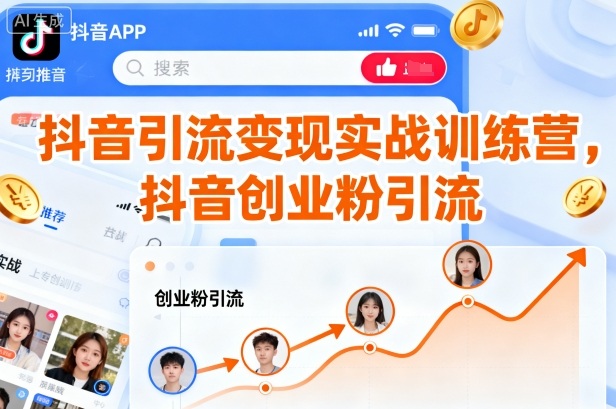 抖音引流变现实战训练营，抖音创业粉引流