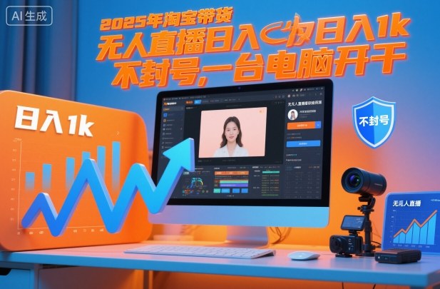 2025年淘宝带货,无人直播日入1k,不封号,一台电脑开干